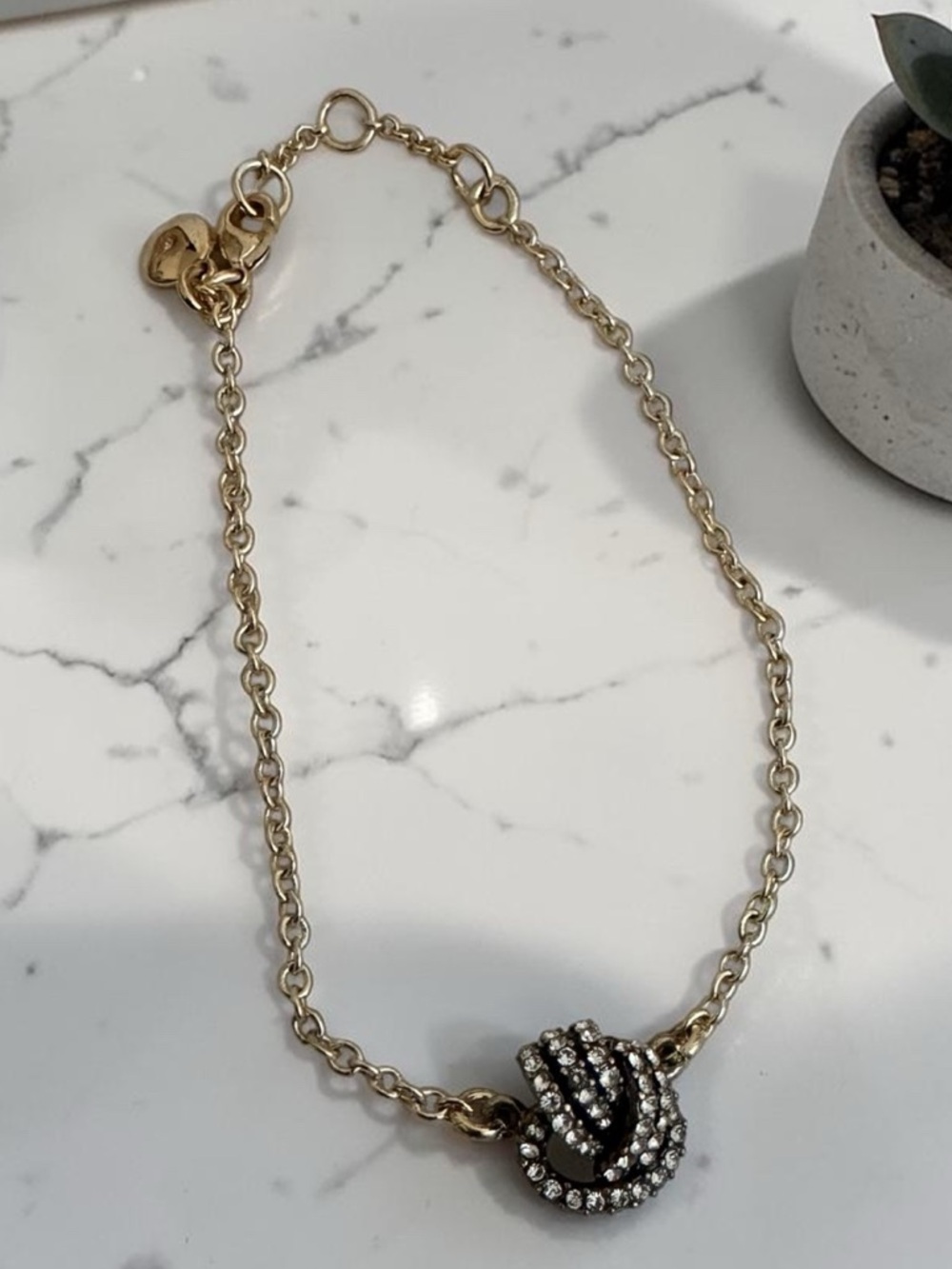 Two Tone Gold Silver Crystal Knot Bracelet Adjustable NWOT